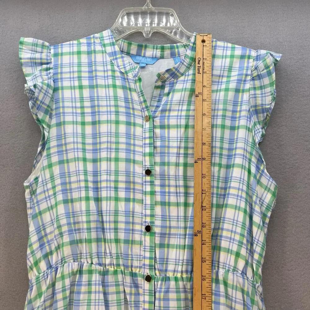 Draper James Women's RSVP Dress Size Medium Plaid Preppy Cottagecore Summer - Picture 9 of 10